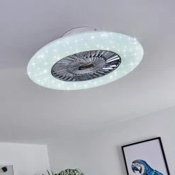 Hofstein Petrovac Deckenventilator LED Chrom, Weiß, 1-flammig, Fernbedienung -LED Leuchten Verkäufe petrovac deckenventilator h3334966 22