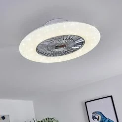 Hofstein Petrovac Deckenventilator LED Chrom, Weiß, 1-flammig, Fernbedienung -LED Leuchten Verkäufe petrovac deckenventilator h3334966 5