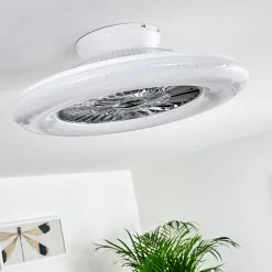 Hofstein Petrovac Deckenventilator LED Chrom, Weiß, 1-flammig, Fernbedienung -LED Leuchten Verkäufe petrovac deckenventilator h3334966 7