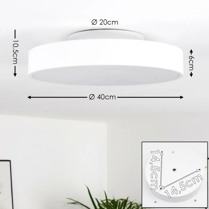 Hofstein Plovdiv Deckenleuchte LED Weiß, 1-flammig, Fernbedienung 2 Hofstein Plovdiv Deckenleuchte LED Weiß, 1-flammig, Fernbedienung – Bild 2