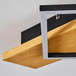 Hofstein Pompu Deckenleuche LED Schwarz, Holz hell, 1-flammig -LED Leuchten Verkäufe pompu deckenleuche h3564486 2