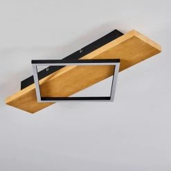 Hofstein Pompu Deckenleuche LED Schwarz, Holz hell, 1-flammig -LED Leuchten Verkäufe pompu deckenleuche h3564486 7