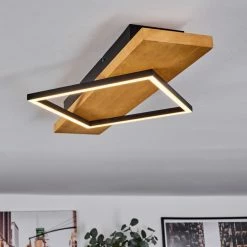 Hofstein Pompu Deckenleuche LED Schwarz, Holz hell, 1-flammig -LED Leuchten Verkäufe pompu deckenleuche h3564486 8