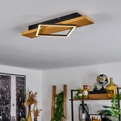 Hofstein Pompu Deckenleuche LED Schwarz, Holz hell, 1-flammig -LED Leuchten Verkäufe pompu deckenleuche h3564486 9