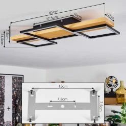 Hofstein Pompu Deckenleuche LED Schwarz, Holz hell, 1-flammig -LED Leuchten Verkäufe pompu deckenleuche h3564509 3
