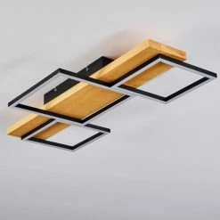 Hofstein Pompu Deckenleuche LED Schwarz, Holz hell, 1-flammig -LED Leuchten Verkäufe pompu deckenleuche h3564509 7