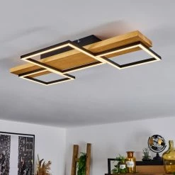 Hofstein Pompu Deckenleuche LED Schwarz, Holz hell, 1-flammig -LED Leuchten Verkäufe pompu deckenleuche h3564509 8