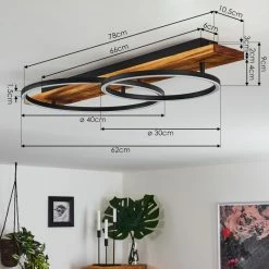 Hofstein Pompu Deckenleuchte LED Schwarz, Holz dunkel, 2-flammig -LED Leuchten Verkäufe pompu deckenleuchte h3392249 3