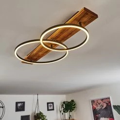 Hofstein Pompu Deckenleuchte LED Schwarz, Holz dunkel, 2-flammig -LED Leuchten Verkäufe pompu deckenleuchte h3392249 6