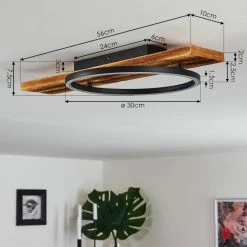 Hofstein Pompu Deckenleuchte LED Schwarz, Holz dunkel, 1-flammig -LED Leuchten Verkäufe pompu deckenleuchte h3392263 3