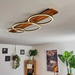 Hofstein Pompu Deckenleuchte LED Schwarz, Holz dunkel, 3-flammig -LED Leuchten Verkäufe pompu deckenleuchte h3392294 6