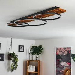 Hofstein Pompu Deckenleuchte LED Schwarz, Holz dunkel, 3-flammig -LED Leuchten Verkäufe pompu deckenleuchte h3392294 9