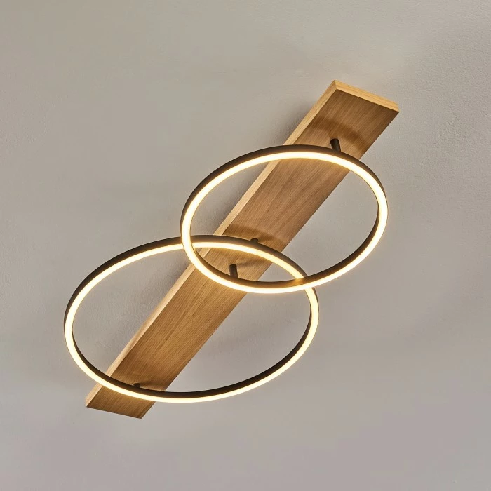 Hofstein Pompu Deckenleuchte LED Schwarz, Holz hell, 2-flammig 11 Hofstein Pompu Deckenleuchte LED Schwarz, Holz hell, 2-flammig – Bild 11