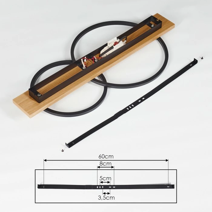 Hofstein Pompu Deckenleuchte LED Schwarz, Holz hell, 2-flammig 5 Hofstein Pompu Deckenleuchte LED Schwarz, Holz hell, 2-flammig – Bild 5