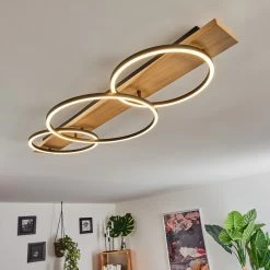 Hofstein Pompu Deckenleuchte LED Schwarz, Holz hell, 3-flammig -LED Leuchten Verkäufe pompu deckenleuchte h3392355 8