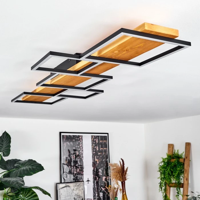 Hofstein Pompu Deckenleuchte LED Schwarz, Naturfarben, 1-flammig 12 Hofstein Pompu Deckenleuchte LED Schwarz, Naturfarben, 1-flammig – Bild 12