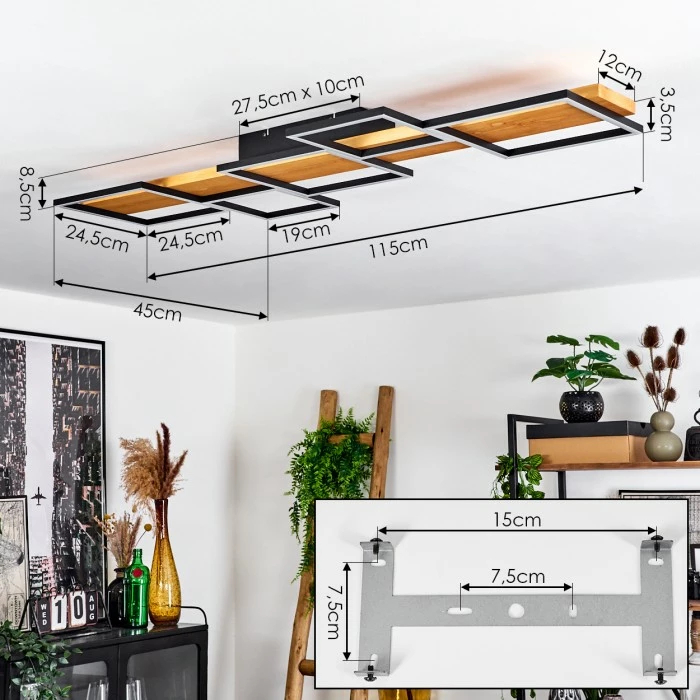 Hofstein Pompu Deckenleuchte LED Schwarz, Naturfarben, 1-flammig 4 Hofstein Pompu Deckenleuchte LED Schwarz, Naturfarben, 1-flammig – Bild 4