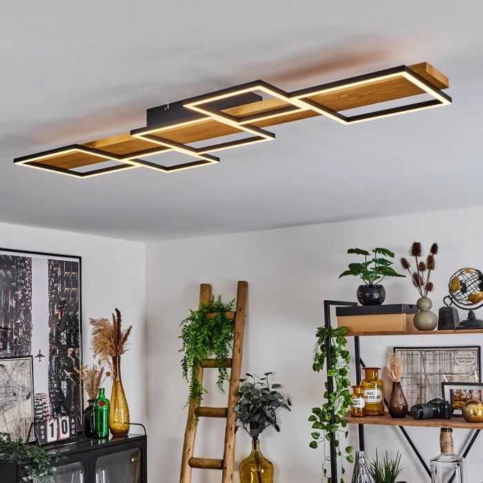 Hofstein Pompu Deckenleuchte LED Schwarz, Naturfarben, 1-flammig 7 Hofstein Pompu Deckenleuchte LED Schwarz, Naturfarben, 1-flammig – Bild 7