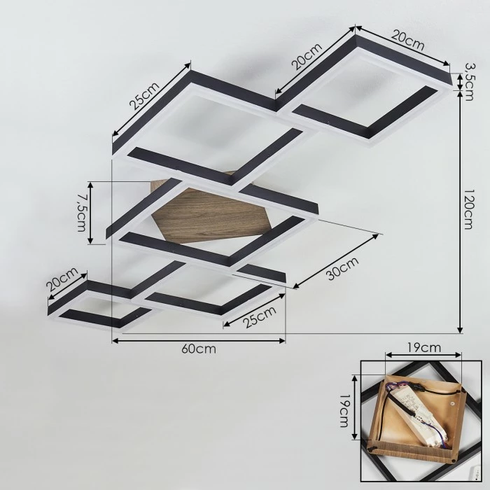 Hofstein Pourao Deckenleuchte LED Schwarz, Weiß, Holz dunkel, 1-flammig, Fernbedienung 4 Hofstein Pourao Deckenleuchte LED Schwarz, Weiß, Holz dunkel, 1-flammig, Fernbedienung – Bild 4