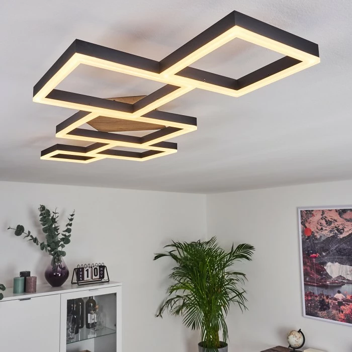 Hofstein Pourao Deckenleuchte LED Schwarz, Weiß, Holz dunkel, 1-flammig, Fernbedienung 7 Hofstein Pourao Deckenleuchte LED Schwarz, Weiß, Holz dunkel, 1-flammig, Fernbedienung – Bild 7