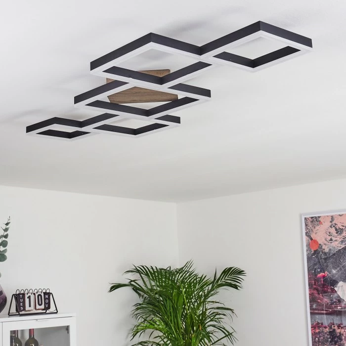 Hofstein Pourao Deckenleuchte LED Schwarz, Weiß, Holz dunkel, 1-flammig, Fernbedienung 10 Hofstein Pourao Deckenleuchte LED Schwarz, Weiß, Holz dunkel, 1-flammig, Fernbedienung – Bild 10