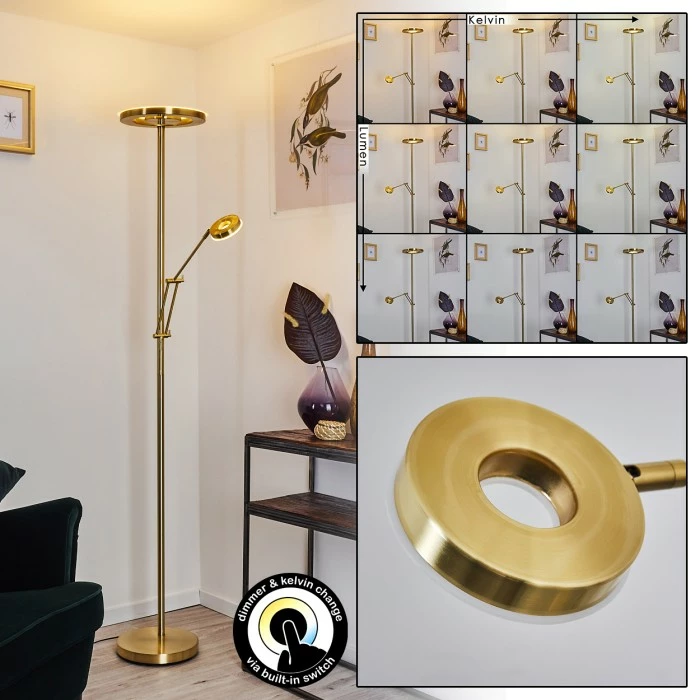 Hofstein Rabeja Deckenfluter LED Messing, Gold, 2-flammig 1 Hofstein Rabeja Deckenfluter LED Messing, Gold, 2-flammig