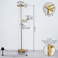 Hofstein Rabeja Deckenfluter LED Messing, Gold, 2-flammig 23 Hofstein Rabeja Deckenfluter LED Messing, Gold, 2-flammig -LED Leuchten Verkäufe rabeja deckenfluter h3391044 11
