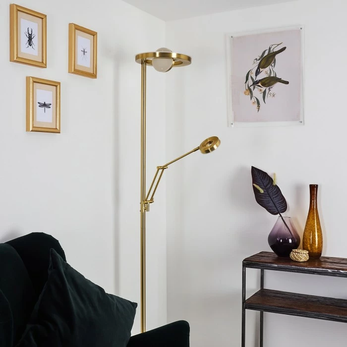 Hofstein Rabeja Deckenfluter LED Messing, Gold, 2-flammig 9 Hofstein Rabeja Deckenfluter LED Messing, Gold, 2-flammig – Bild 9