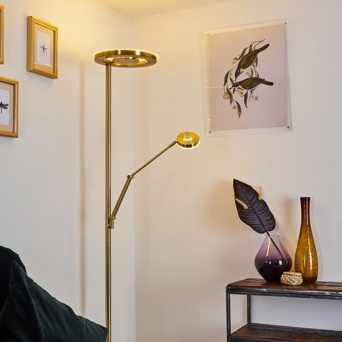 Hofstein Rabeja Deckenfluter LED Messing, Gold, 2-flammig 10 Hofstein Rabeja Deckenfluter LED Messing, Gold, 2-flammig – Bild 10