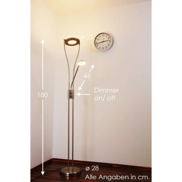 Reality RENNES Deckenfluter LED Stahl gebürstet, 2-flammig 1 Reality RENNES Deckenfluter LED Stahl gebürstet, 2-flammig