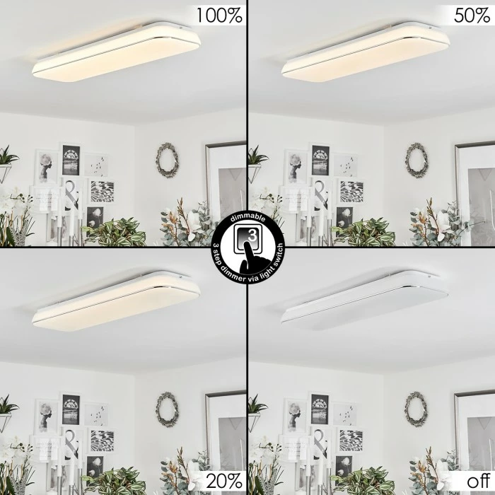 Hofstein Remenoville Deckenleuchte LED Chrom, Weiß, 1-flammig 2 Hofstein Remenoville Deckenleuchte LED Chrom, Weiß, 1-flammig – Bild 2