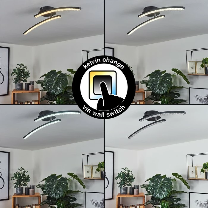 Hofstein Rheinfelden Deckenleuchte LED Schwarz, 1-flammig 2 Hofstein Rheinfelden Deckenleuchte LED Schwarz, 1-flammig – Bild 2