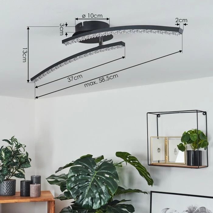 Hofstein Rheinfelden Deckenleuchte LED Schwarz, 1-flammig 4 Hofstein Rheinfelden Deckenleuchte LED Schwarz, 1-flammig – Bild 4