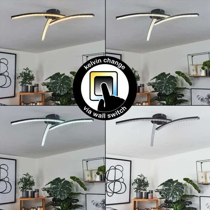 Hofstein Rheinfelden Deckenleuchte LED Schwarz, 1-flammig 2 Hofstein Rheinfelden Deckenleuchte LED Schwarz, 1-flammig – Bild 2