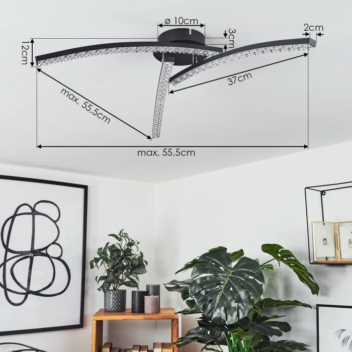 Hofstein Rheinfelden Deckenleuchte LED Schwarz, 1-flammig 4 Hofstein Rheinfelden Deckenleuchte LED Schwarz, 1-flammig – Bild 4