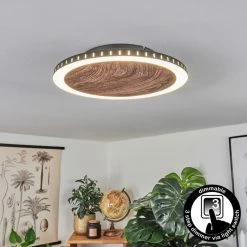 Hofstein Rocha Deckenleuchte LED Schwarz, Braun, Holzoptik, 1-flammig