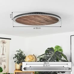 Hofstein Rocha Deckenleuchte LED Schwarz, Braun, Holzoptik, 1-flammig -LED Leuchten Verkäufe rocha deckenleuchte h3459867 3