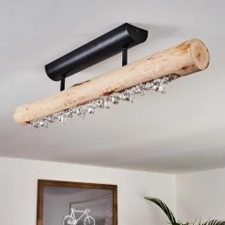 Hofstein Rodeche Deckenleuchte LED Schwarz, Holz hell, 1-flammig -LED Leuchten Verkäufe rodeche deckenleuchte h3384015 8