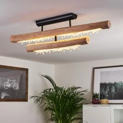 Hofstein Rodeche Deckenleuchte LED Schwarz, Holz hell, 1-flammig -LED Leuchten Verkäufe rodeche deckenleuchte h3384138 3