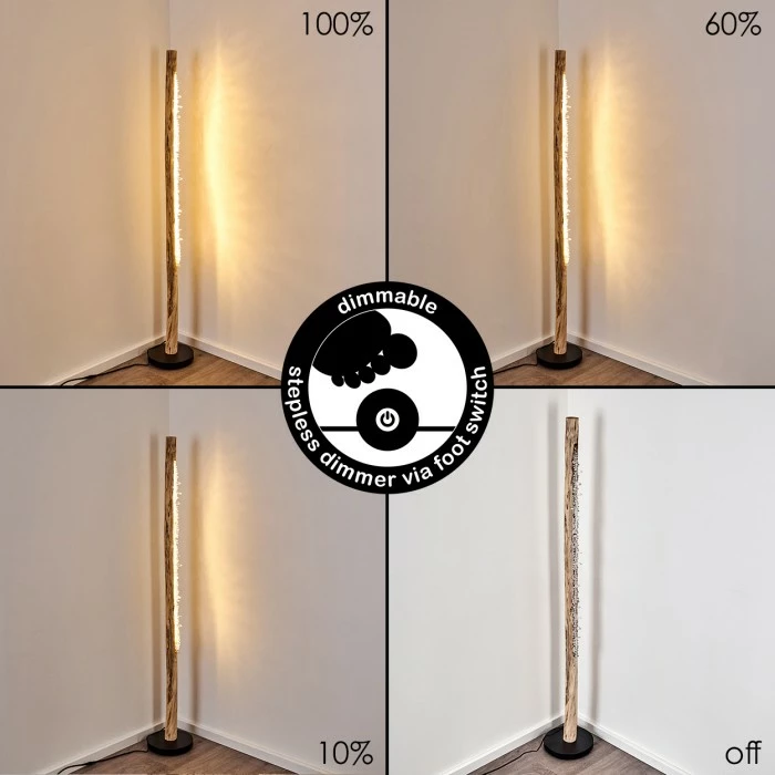 Hofstein Rodeche Stehleuchte LED Schwarz, Holz hell, 1-flammig 4 Hofstein Rodeche Stehleuchte LED Schwarz, Holz hell, 1-flammig – Bild 4