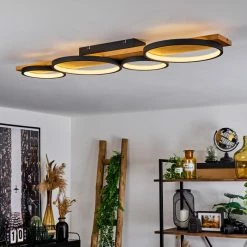 Hofstein Rodekro Deckenleuche LED Schwarz, Holz hell, 1-flammig -LED Leuchten Verkäufe rodekro deckenleuche h3564455 9