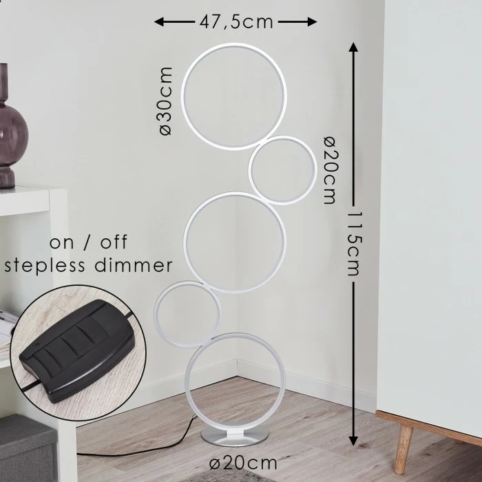 Hofstein Rodekro Stehleuchte LED Silber, 1-flammig 2 Hofstein Rodekro Stehleuchte LED Silber, 1-flammig – Bild 2