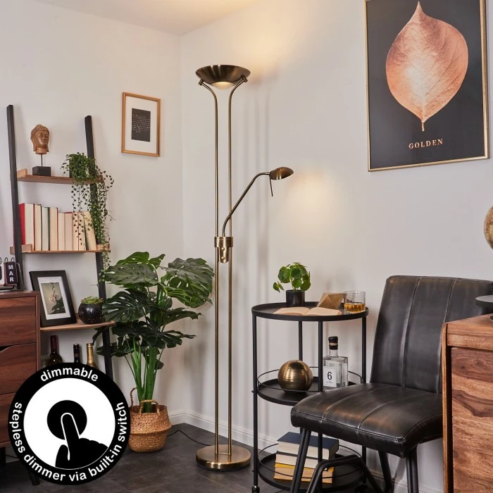 Hofstein Rom Deckenfluter LED Messing, 2-flammig 1 Hofstein Rom Deckenfluter LED Messing, 2-flammig