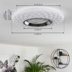 Hofstein Roseto Deckenleuchte LED Chrom, Weiß, Transparent, Klar, 1-flammig, Fernbedienung -LED Leuchten Verkäufe roseto deckenleuchte h3391402 3