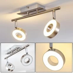 Hofstein Russell Deckenspot LED Nickel-Matt, Chrom, 2-flammig