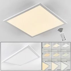 Hofstein Salmi Deckenpanel LED Aluminium, Weiß, 1-flammig, Fernbedienung