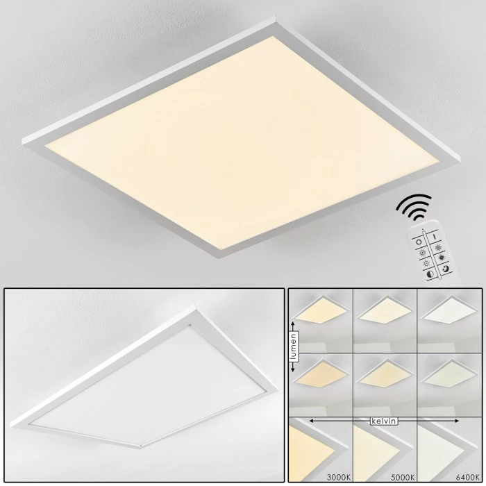 Hofstein Salmi Deckenpanel LED Aluminium, Weiß, 1-flammig, Fernbedienung 1 Hofstein Salmi Deckenpanel LED Aluminium, Weiß, 1-flammig, Fernbedienung