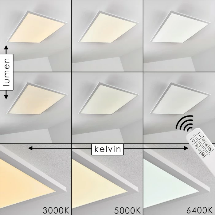 Hofstein Salmi Deckenpanel LED Aluminium, Weiß, 1-flammig, Fernbedienung 5 Hofstein Salmi Deckenpanel LED Aluminium, Weiß, 1-flammig, Fernbedienung – Bild 5