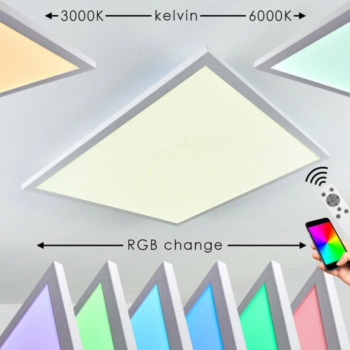 Hofstein Salmi Deckenpanel LED Weiß, 1-flammig, Fernbedienung, Farbwechsler 1 Hofstein Salmi Deckenpanel LED Weiß, 1-flammig, Fernbedienung, Farbwechsler