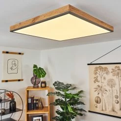 Hofstein Salmi Deckenpanel LED Schwarz, Weiß, Holzoptik, 1-flammig